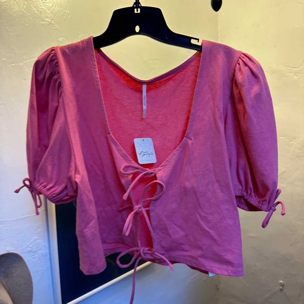 Freee people toe front pink shirt